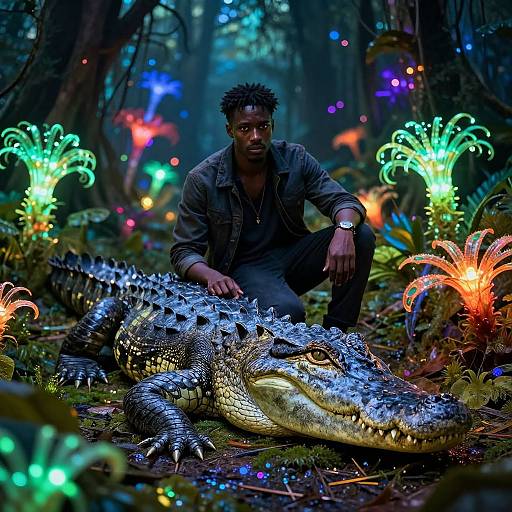 Enchanted Forest: Man and Alligator