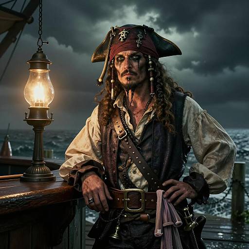 Ethereal Pirate Bar Scene at Night