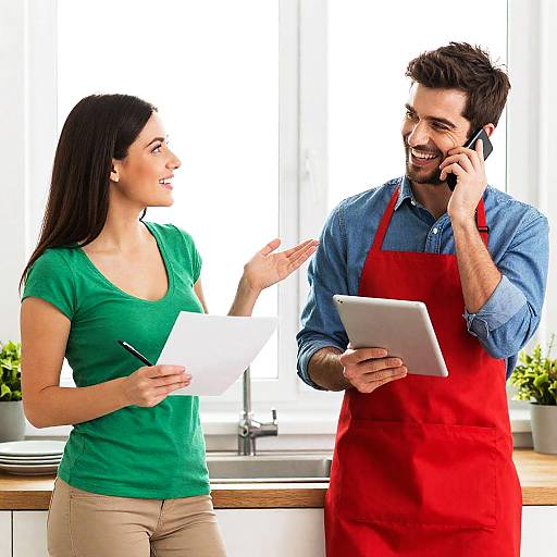 Cheerful Kitchen Couple Snapshot