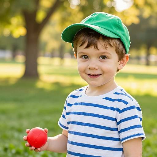 Playful Boy in Sunny Park