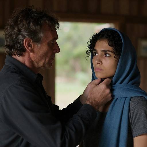 Emotional Moment in a Wooden Room