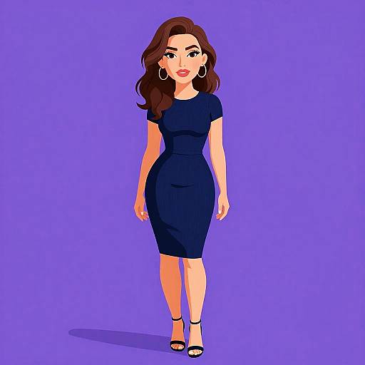 Chic Woman in Navy Bodycon Dress