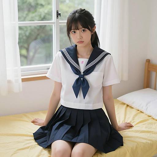 Japanese Schoolgirl in Bright Daylight