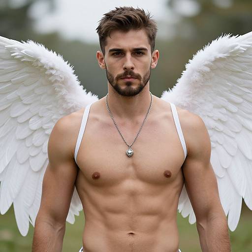 Muscular Male Cupid with Wings