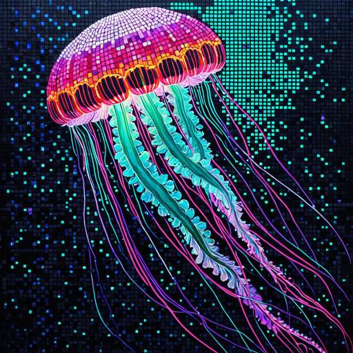 Futuristic Mosaic Jellyfish Digital Art