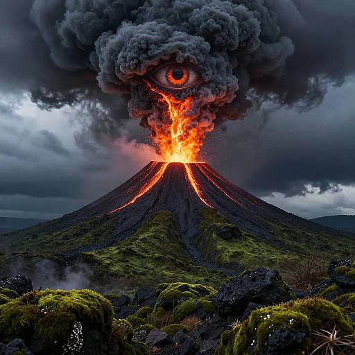 Emerald Moss Volcano with Demonic Eye