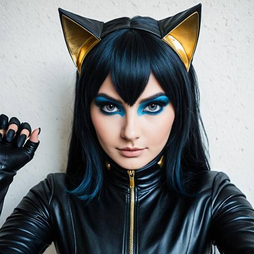 Morgana Persona Cosplay with Black Leather Cat Suit