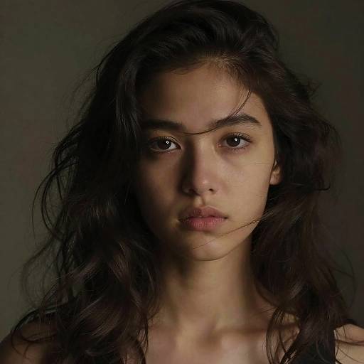 Portrait of Young Woman with Wavy Hair