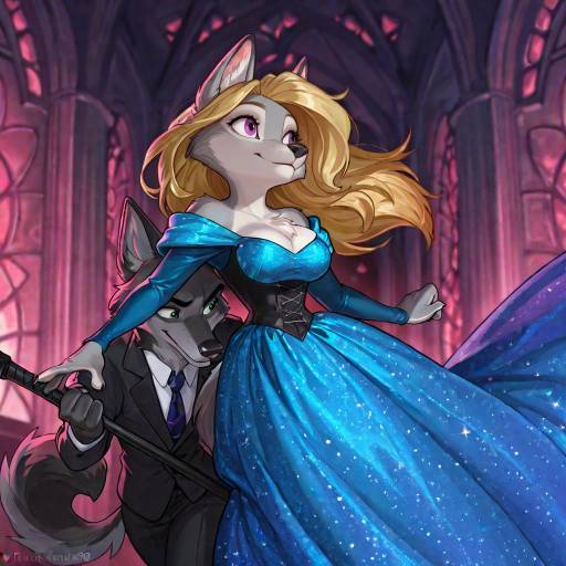 Anthropomorphic Female Wolf in Fantasy Attire