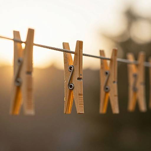Golden Light Clothespins at Sunrise