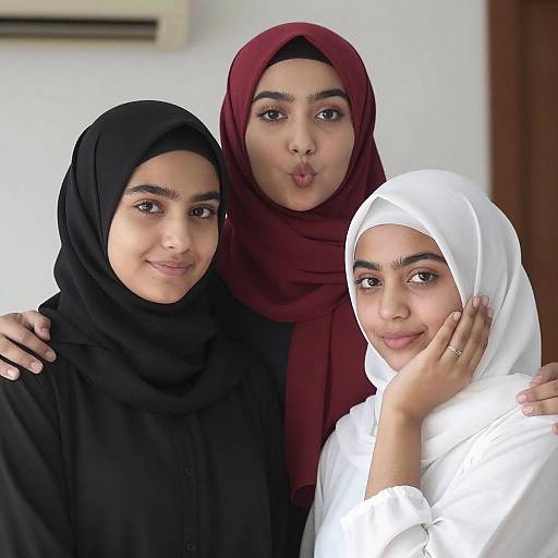Playful Portrait of Women in Hijabs