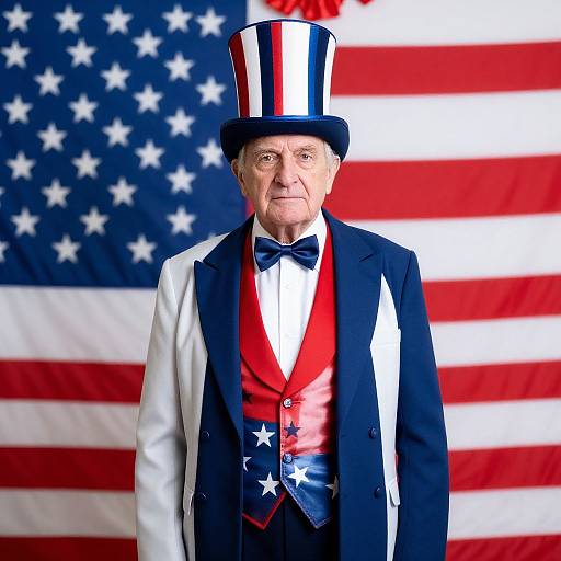 Patriotic Elderly Man in Classic Costume