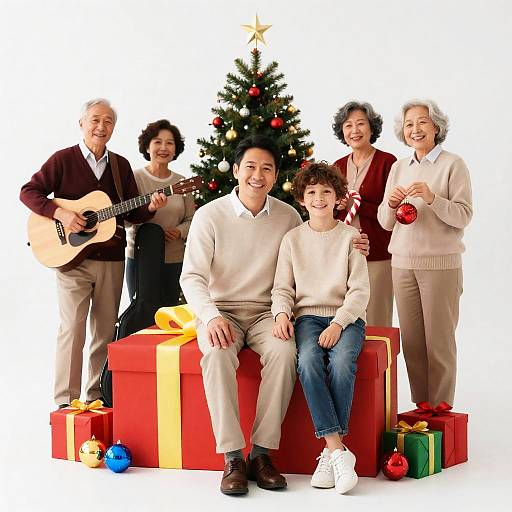 Festive Family Christmas Gift Box Scene