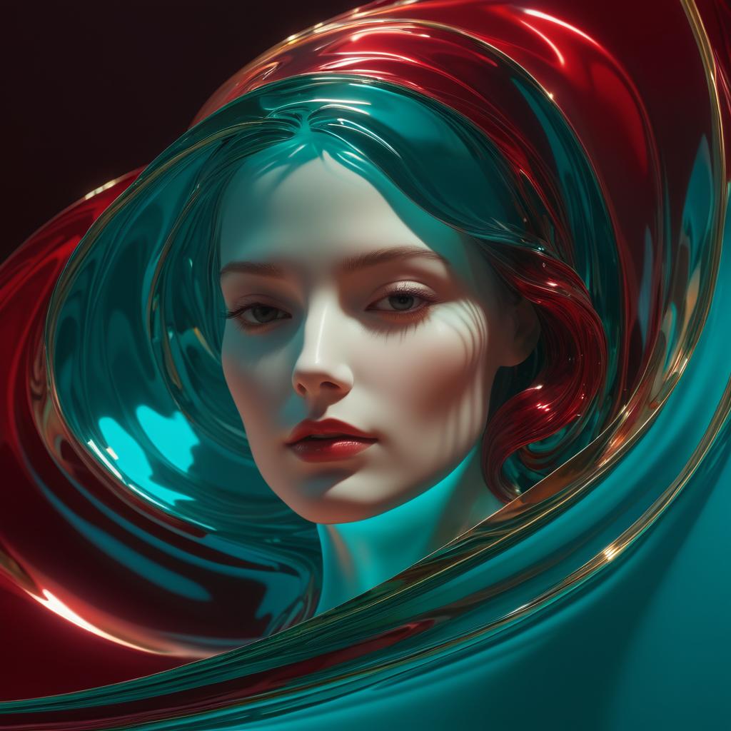 Hyperrealistic Glass Woman with Color Flow