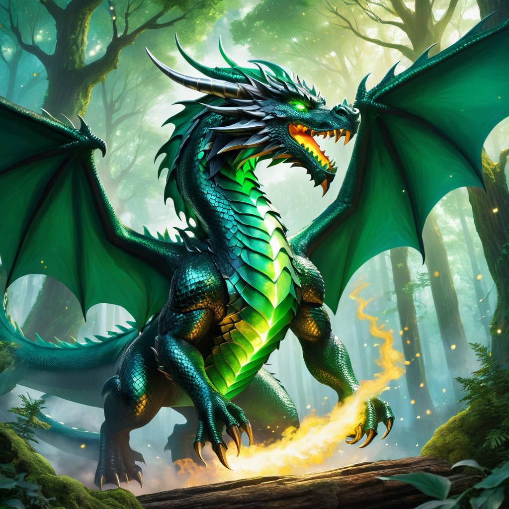 Fearsome Dragon in Mystic Forest Artwork