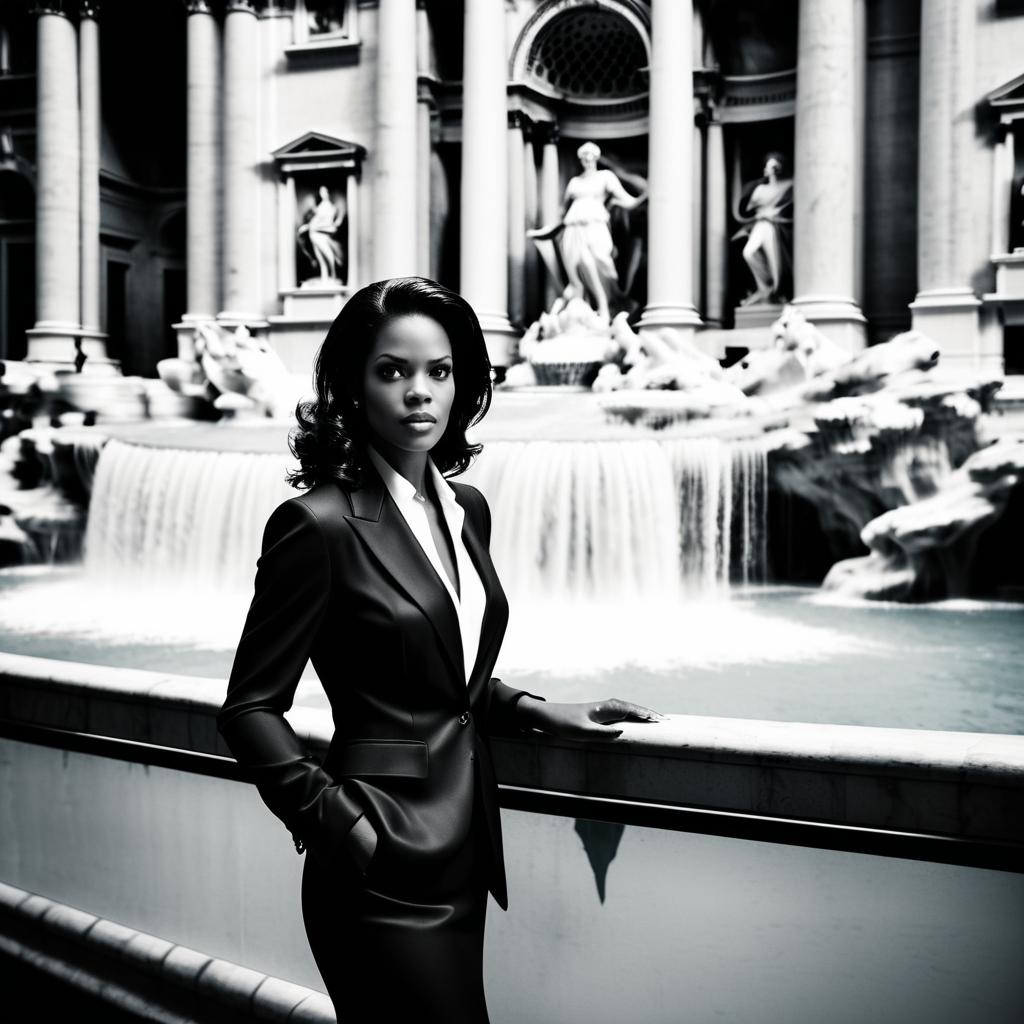 Glamorous Businesswoman by Trevi Fountain