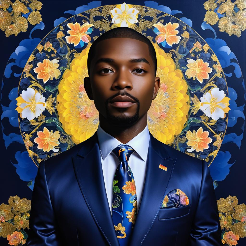 Elegant Man in Navy Suit Artwork