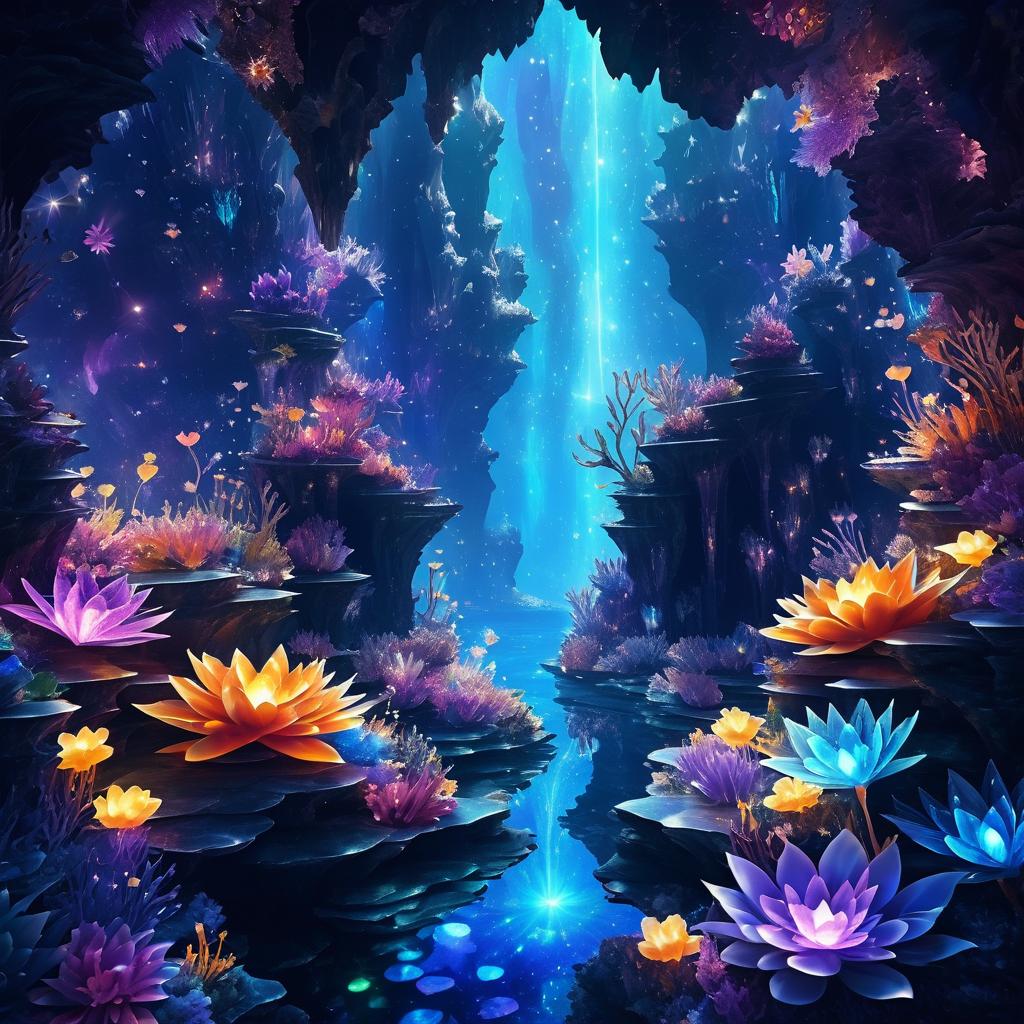 Enchanted Undersea Landscape with Winged Fox