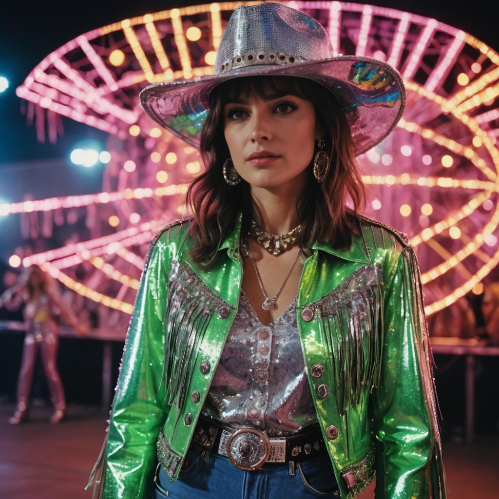 Vibrant Disco Cowgirl Music Festival Look