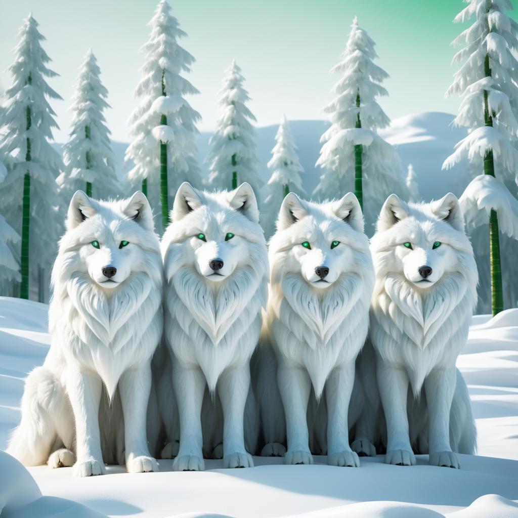 Serene Wolves in a Disney Pixar Style