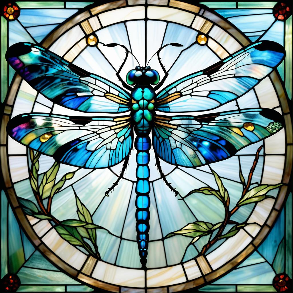 Stained-Glass Winged Dragonfly Portrait