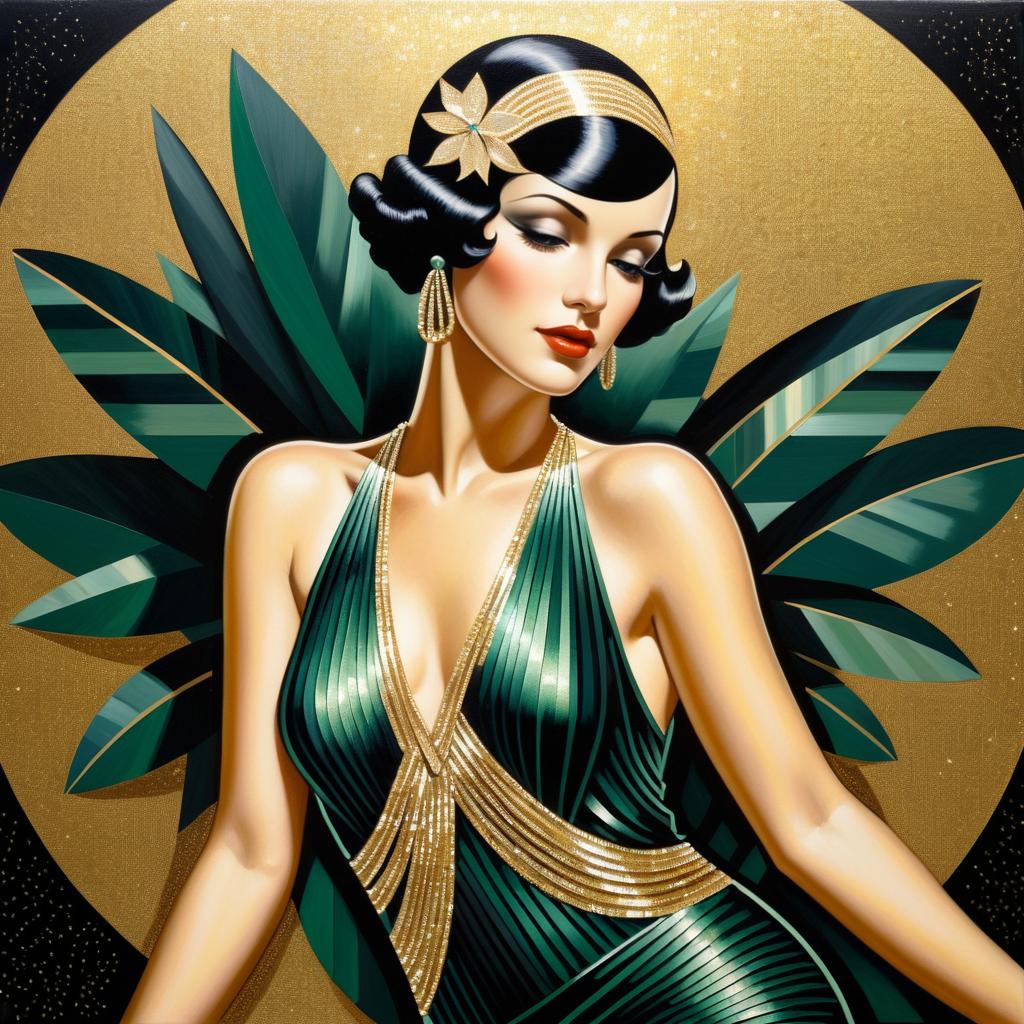 Glamorous Jazz Singer in Art Deco Style