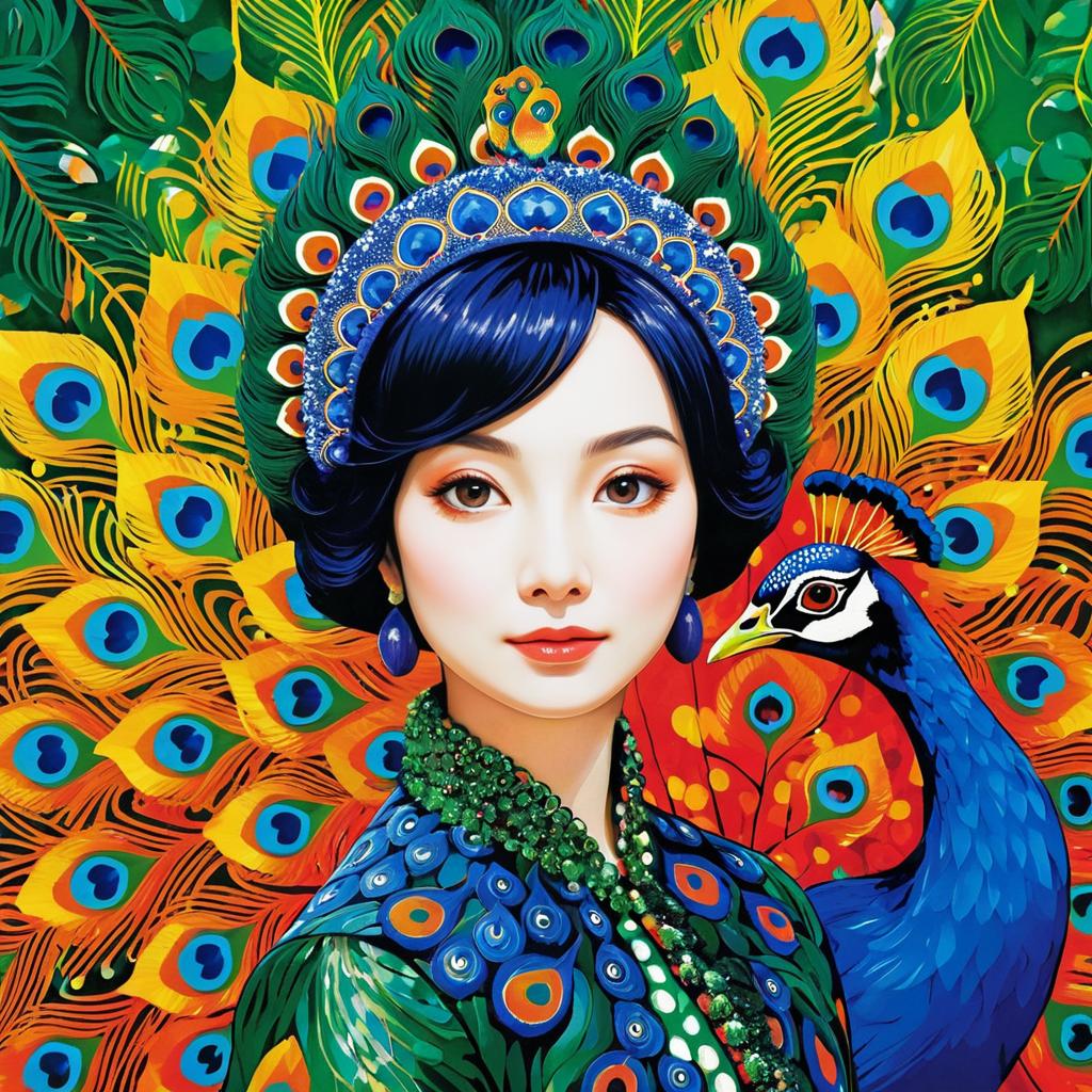 Vibrant Peacock Portrait Inspired by Art