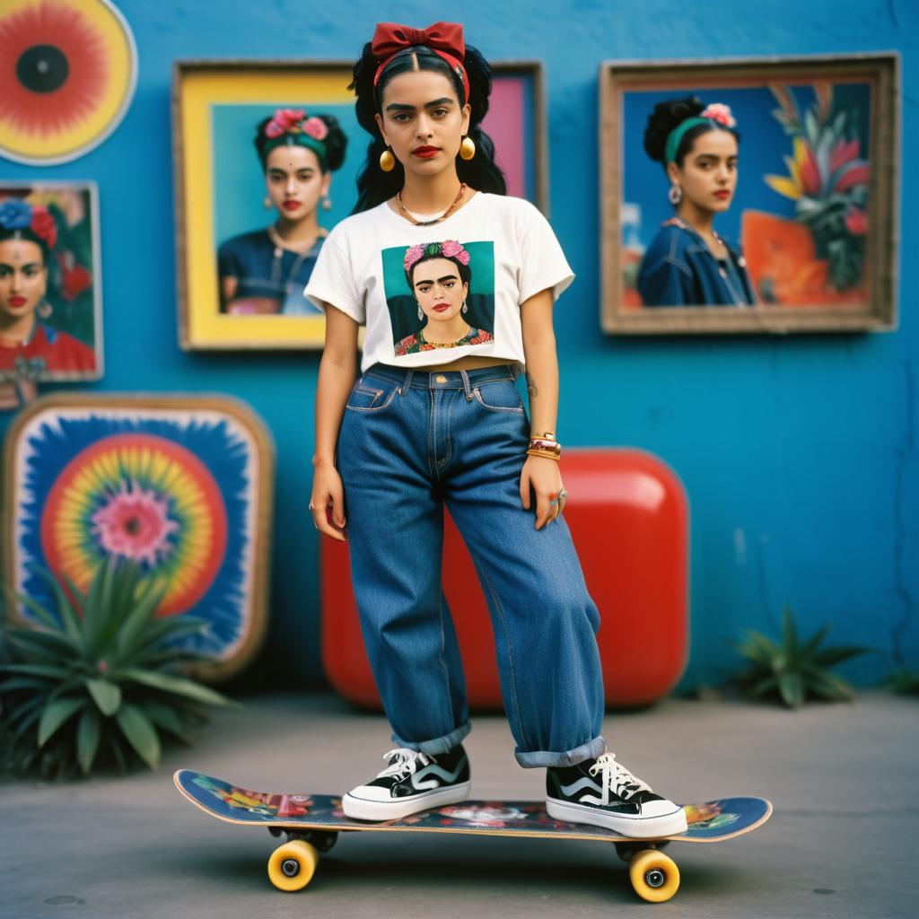 Frida Kahlo as a 1990s Skater Girl