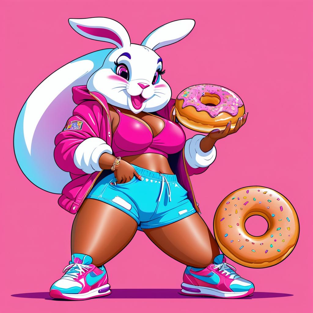 Sassy Hip-Hop Rabbit with Giant Donut