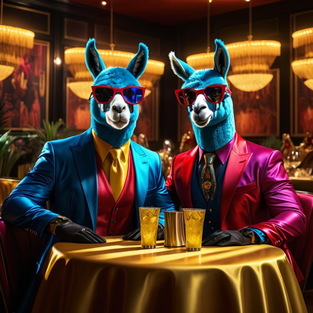 Superhero Llamas Dining in Style