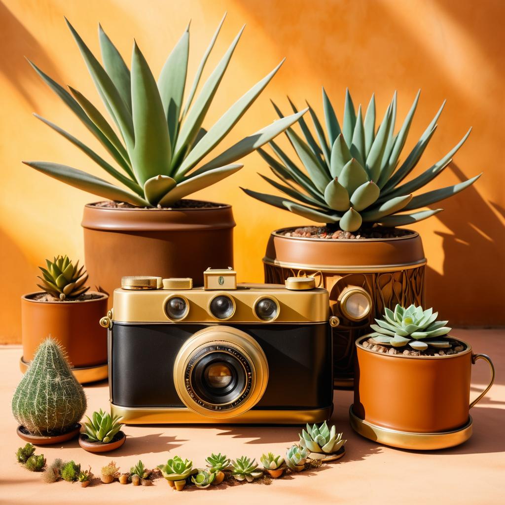 Surreal Still-Life: Camera and Succulents