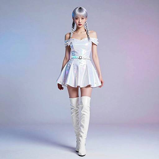Youthful Techno-Ballerina in Holographic Style