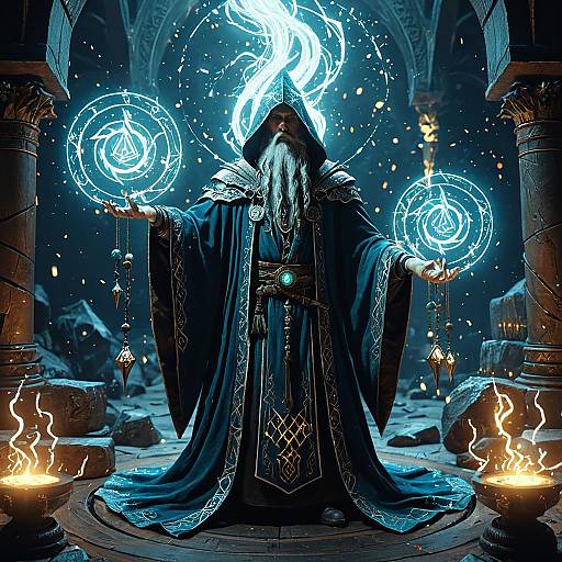 Enchanted Wizard Casting Arcane Bolts