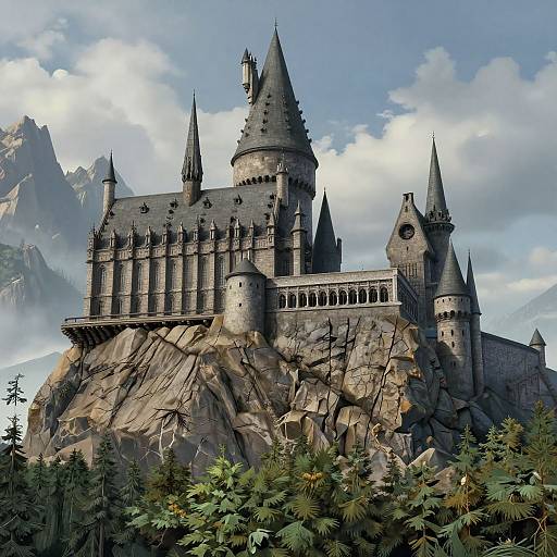 Fantasy Ancient Stone Castle Matte Painting