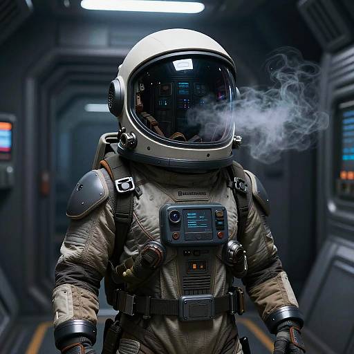 Realistic Among Us Character in Spaceship