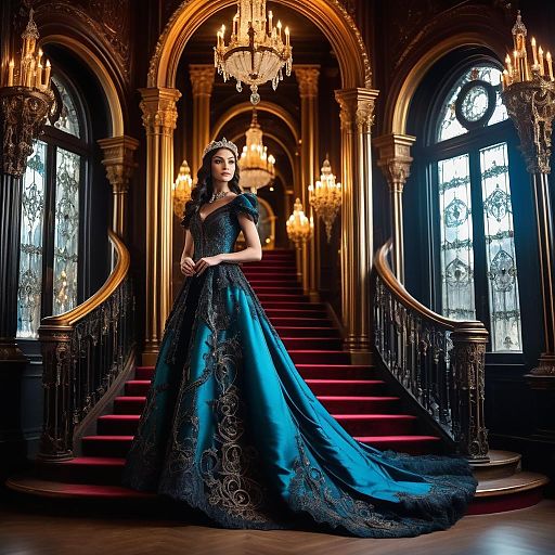 Gothic Fantasy Queen in Radiant Gown