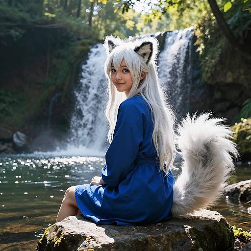 Backlit Skunk Anthro by Waterfall