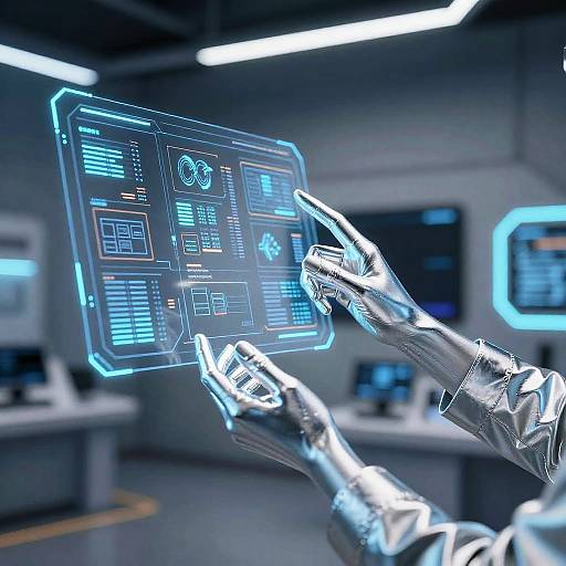 Silverhands Summoning Futuristic Holograms