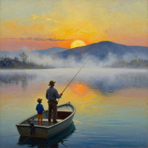 Surreal Sunset Fishing Scene