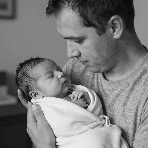 Tender Moment: Man Cradling Newborn