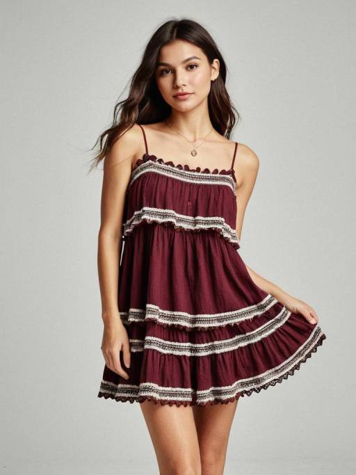Bohemian Burgundy Mini Dress Design