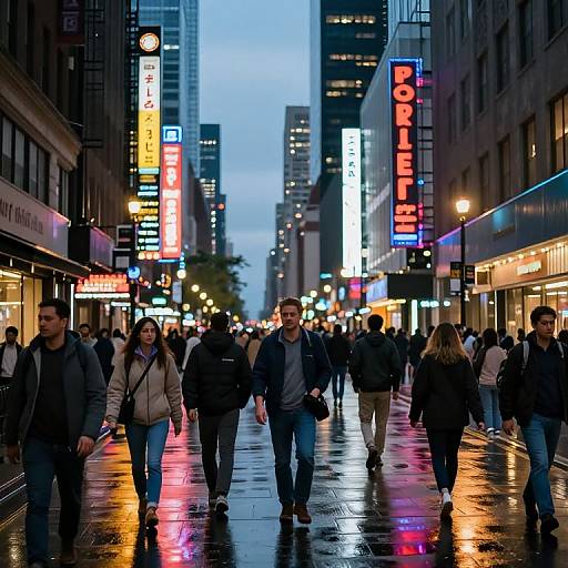 Dusk City Street Neon Glow