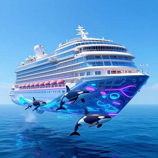 Neo-Victorian Cyberpunk Neon Orcas