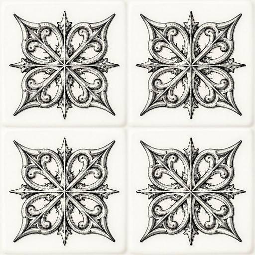 Intricate Gothic Scrollwork Tile Design