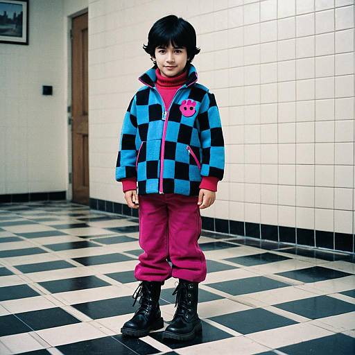 Boy in Blue Clues Costume Standing Indoors