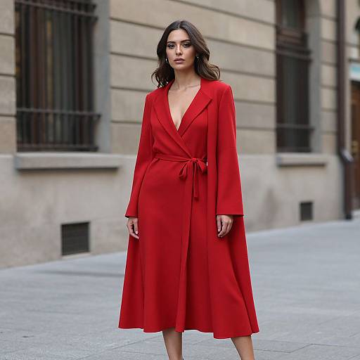 Woman in Red Cloak Dress
