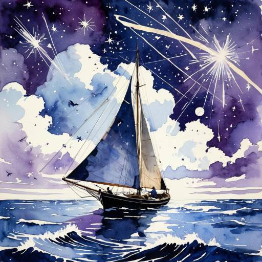 Quantum Sailing: A Whimsical Sextant Illustration