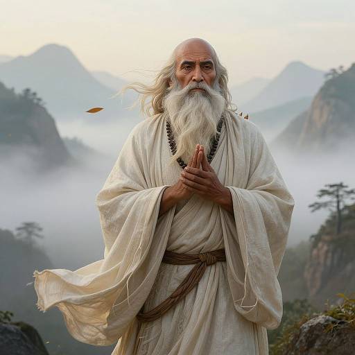 Wise Bald Indian Sages in Mountains