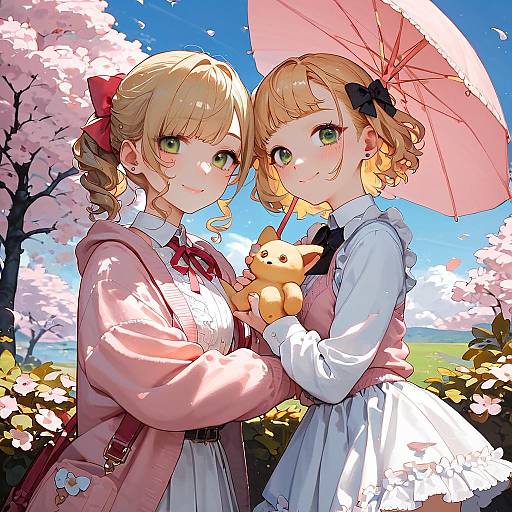 Charming Outdoor Art with Two Girls