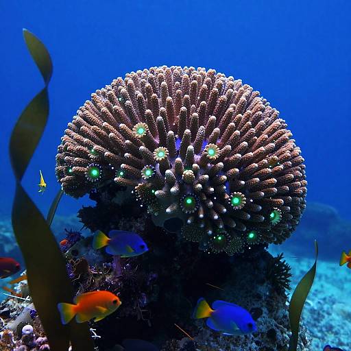 Bioluminescent Coral Underwater Scene